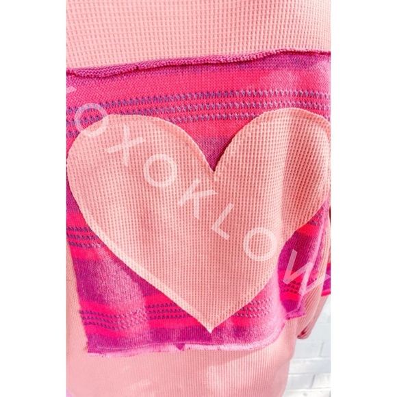 POL Pink Heart Patch Waffle Knit Top Oversized - Picture 11 of 14